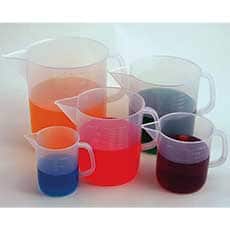 Short Form Plastic Graduated Beaker with Handle, 2000mL, Pk/6