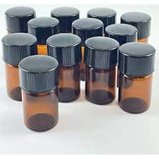 Amber Colored Glass Vials, 5/8 dram, Pk/12