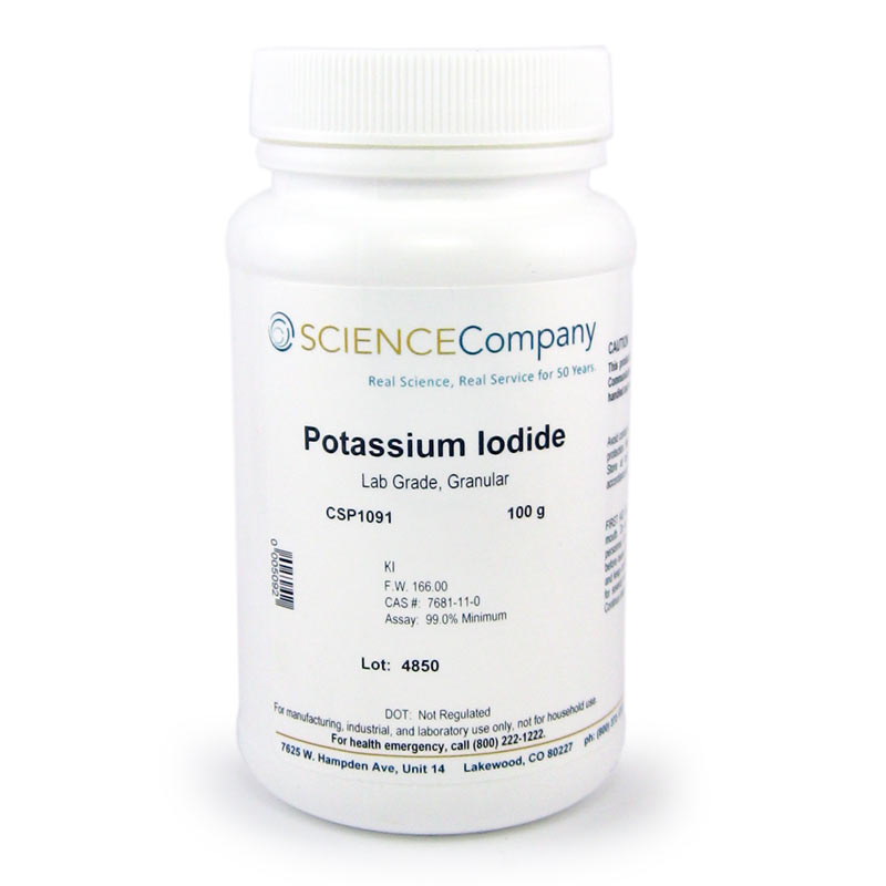 Lab Grade Potassium Iodide, 100g for sale. Buy from The Science Company.