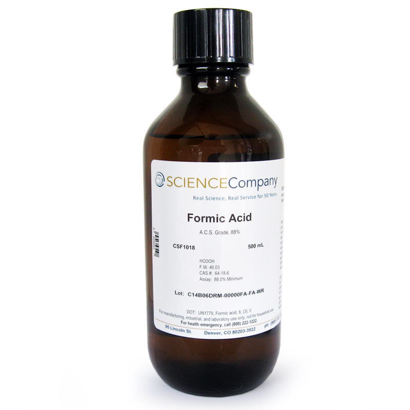 Acs Grade Formic Acid 88 500ml For Sale Buy From The Science Company