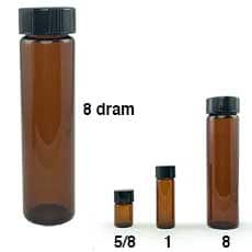 Amber Colored Glass Vial, 8 dram