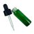 Green colored glass dropper vial, 1/8 oz.