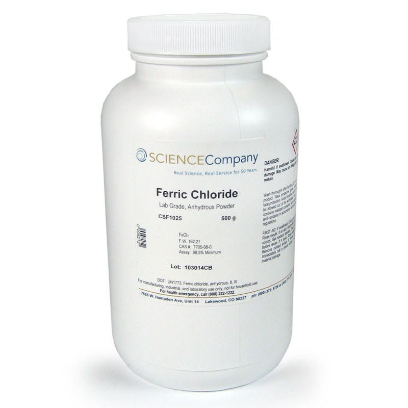 Anhydrous Lab Grade Ferric Chloride 500g For Sale Buy From The Science Company